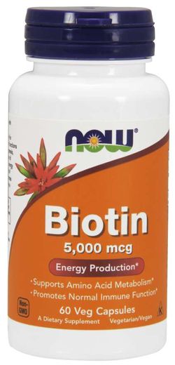 NOW® Foods NOW Biotin, 5000 ug, 60 rostlinných kapslí