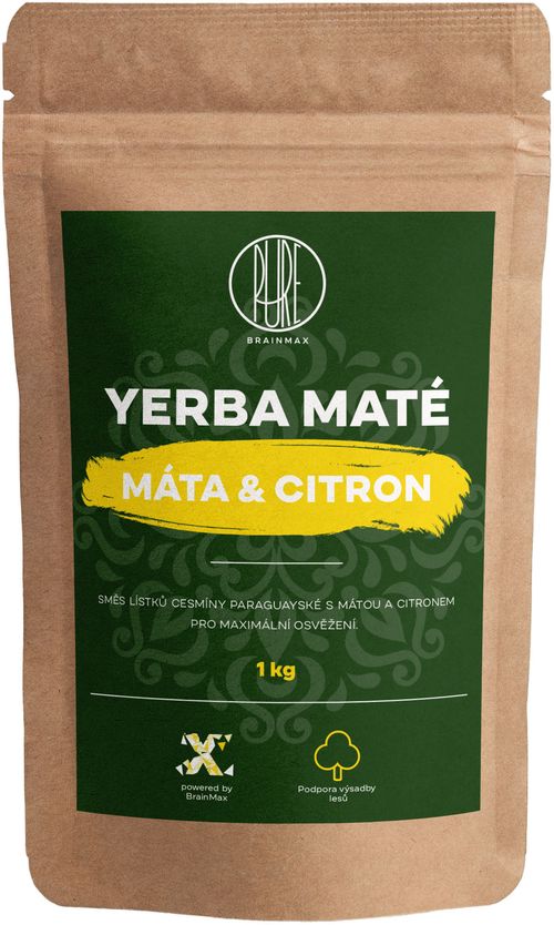BrainMax Pure Organic Yerba Maté - Máta & Citrón, 1000 g