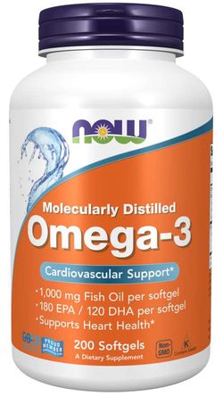 NOW® Foods NOW Omega-3, molekulárně destilované, 200 softgelových kapslí