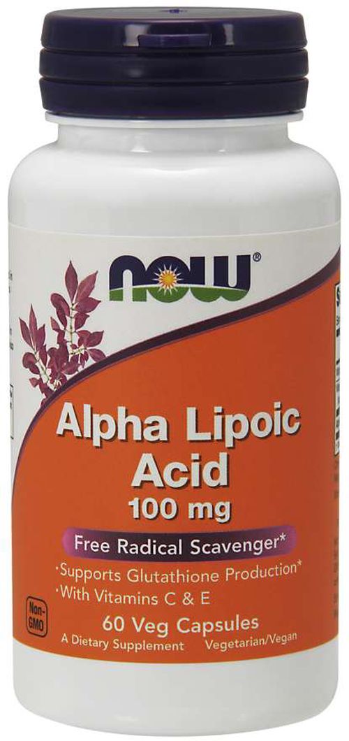 Now® Foods NOW Alpha Lipoic Acid, Kyselina Alfa Lipoová s vitamínem C & E, 100 mg, 60 rostlinných kapslí