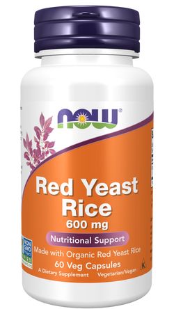 Now® Foods NOW Red Yeast Rice (Červená kvasnicová rýže, extrakt) 600 mg, 60 rostlinných kapslí