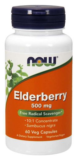 NOW® Foods NOW Elderberry (Bezinka), 500 mg, 60 rostlinných kapslí