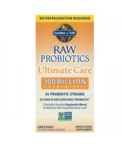 Garden of life RAW Probiotika, Ultimátní péče, 100 mld CFU, 34 probiotických kmenů, 30 rostlinných kapslí