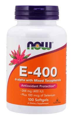 Now® Foods NOW Vitamin E 400 IU with Selenium Natural (vitamin E se selenem), 100 softgelových kapslí