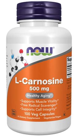 NOW® Foods NOW L-Karnosin, 500 mg, 100 rostlinných kapslí