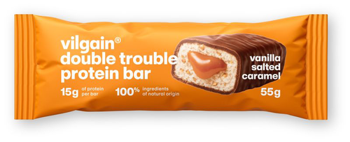 Vilgain Double Trouble Protein Bar – vanilka se slaným karamelem 55 g