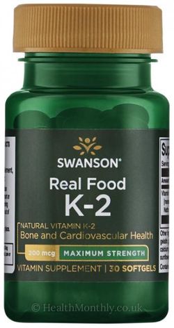 Swanson Vitamin K2 jako MK-7, 200 mcg, 30 kapslí