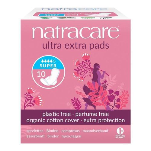 NATRACARE Menstruační vložky Ultra Extra Super s křidélky 10 ks