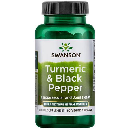 Swanson Turmeric & Black Pepper (Kurkuma a černý pepř), 60 kapslí