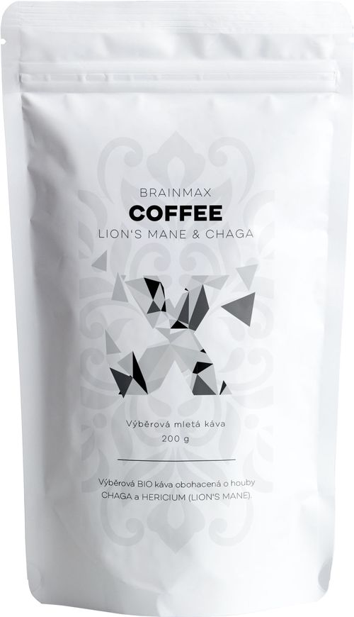 BrainMax Coffee - Káva s medicinálními houbami - Lion's Mane & Chaga, 200g *CZ-BIO-001 certifikát