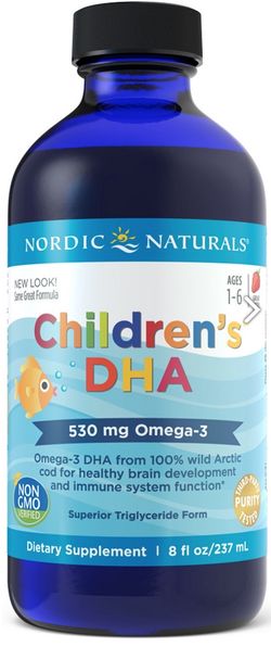 Nordic Naturals Children's DHA, Omega 3 pro děti - jahoda, 530mg, 237 ml