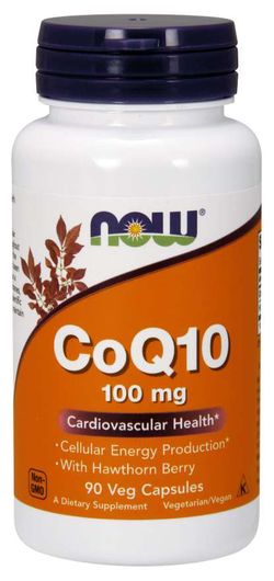 NOW® Foods NOW CoQ10 (koenzym Q10) + Hawthorn Berry (hloh), 100 mg, 90 rostlinných kapslí