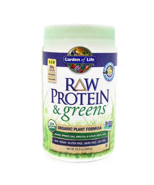 Garden of Life, Raw Protein & Greens Organic Vanilla, rostlinný protein, vanilka, 548 g