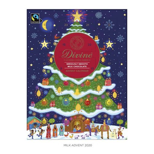 Divine Chocolate - Adventní kalendář mléčná čokoláda 26%, 85g