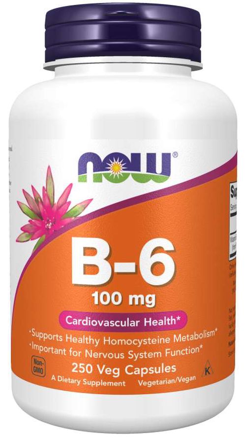 NOW® Foods NOW Vitamin B6 Pyridoxin, 100mg, 250 kapslí