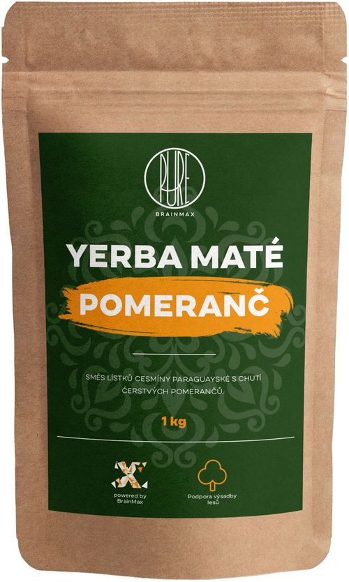 BrainMax Pure Organic Yerba Maté - Pomeranč, 1000 g