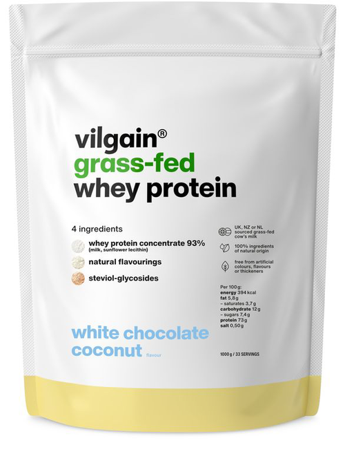 Vilgain Grass-Fed Whey Protein – bílá čokoláda a kokos 1 000 g