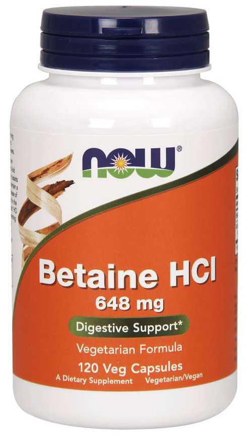 Now® Foods NOW Betaine HCl, vegetariánský, 648 mg, 120 rostlinných kapslí