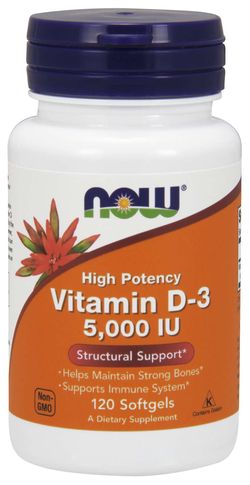 Now® Foods NOW Vitamin D3, 5000 IU, 120 softgel kapslí