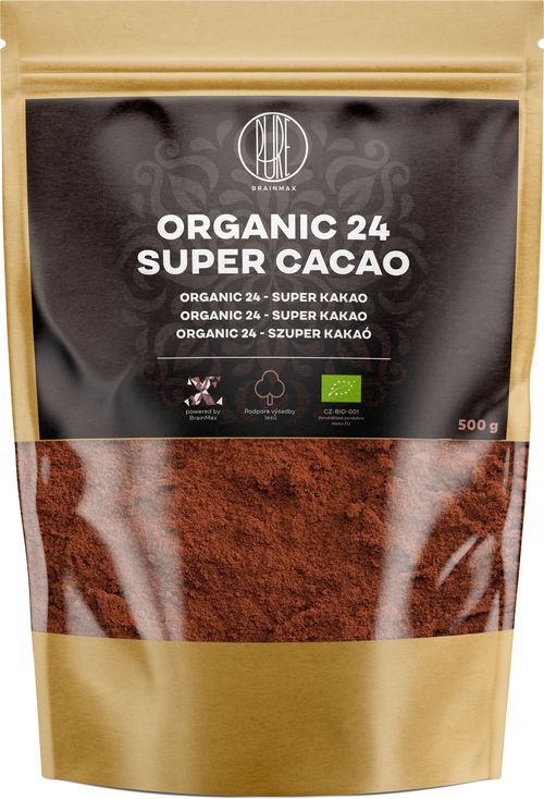 BrainMax Pure Organic 24 Super Cacao, BIO kakao, 500g *CZ-BIO-001 certifikát