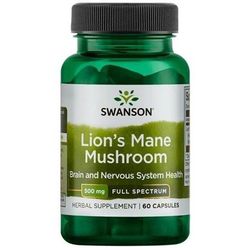 Swanson Full Spectrum Lion's Mane Mushroom (Korálovec ježatý), 500 mg, 60 kapslí