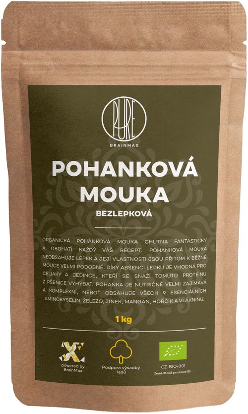 BrainMax Pure Pohanková mouka - bezlepková BIO, 1 kg *cz-bio-001 certifikát