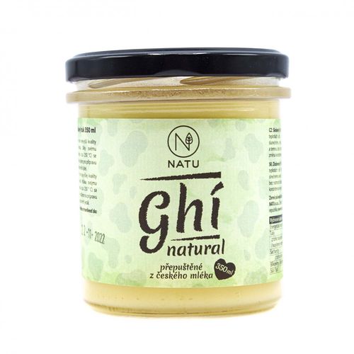 NATU - Přepuštěné máslo Ghí natural, 350ml CZ-BIO-001 certifikát