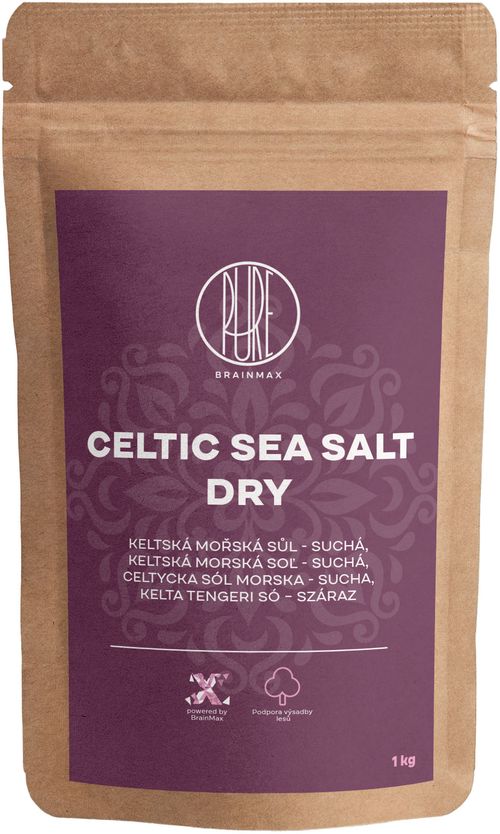 BrainMax Pure Keltská mořská sůl, suchá, 1000 g Keltská mořská sůl