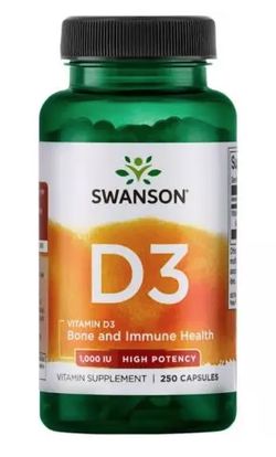 Swanson Vitamin D3 1000 IU, 250 kapslí