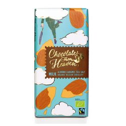 Chocolates from Heaven - BIO mléčná čokoláda s karamel. mandlemi a mořskou solí 37%, 100g