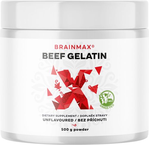 BrainMax Beef Gelatin, Grass-fed hovězí želatina, 500 g