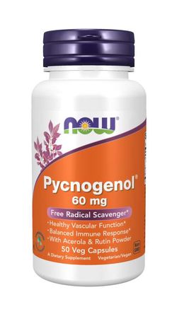 NOW® Foods NOW Pycnogenol s Acerolou a Rutinem, 60 mg, 50 rostlinných kapslí