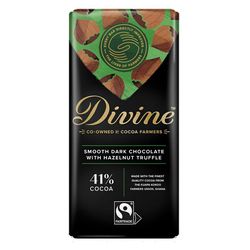 Divine Chocolate - Hořka čokoláda s lískovo-oříškovou náplní 41%, 90g