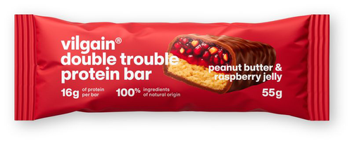 Vilgain Double Trouble Protein Bar – arašídové máslo & malinový džem 55 g