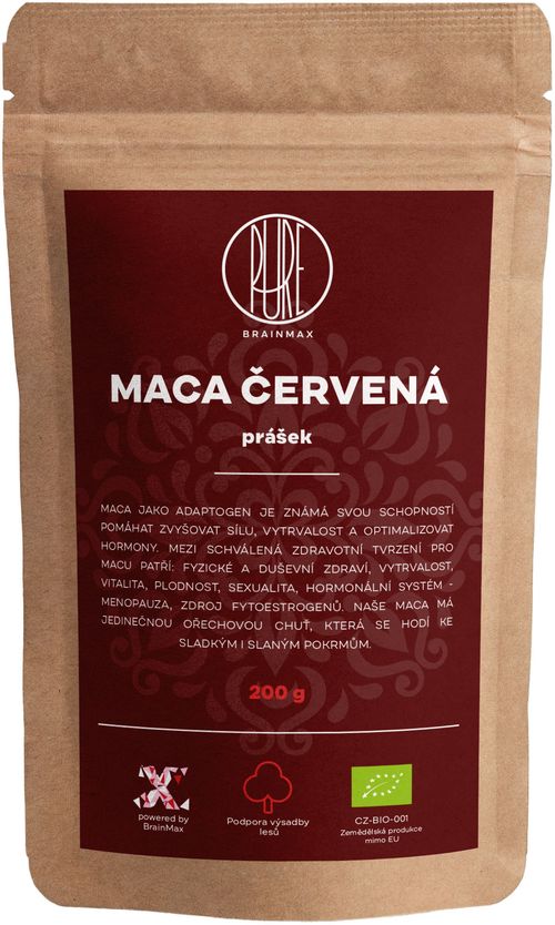 BrainMax Pure Maca červená BIO prášek, 200 g *CZ-BIO-001 certifikát