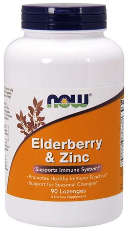 NOW® Foods NOW Elderberry & Zinc (bezinka a zinek), 90 pastilek