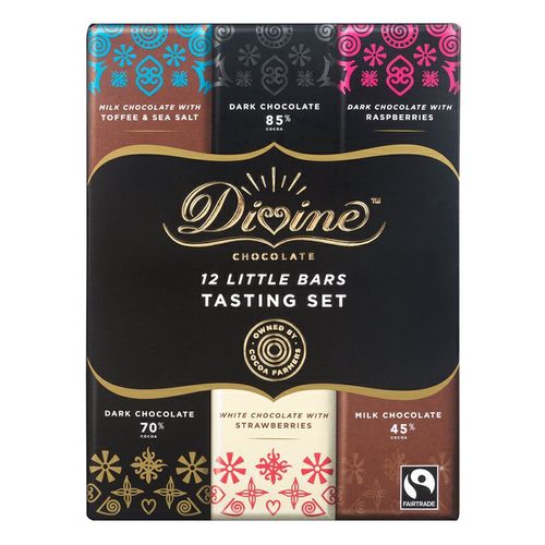 Divine Chocolate Divine dárkové balení 12 čokolád, 6 příchutí, 180g