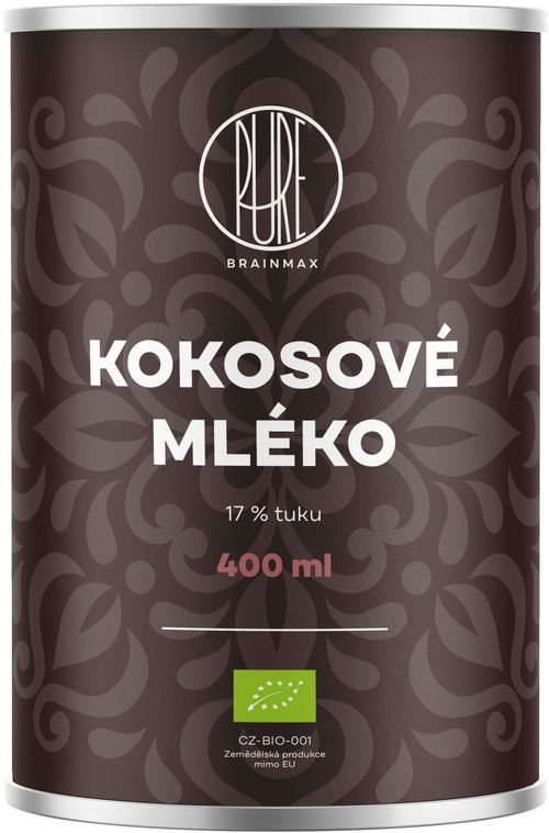 BrainMax Pure Kokosové mléko 17% tuku, BIO, 400 ml *CZ-BIO-001 certifikát