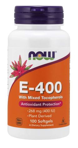 NOW® Foods NOW Vitamin E 400 IU s tokoferoly, 100 softgelových kapslí