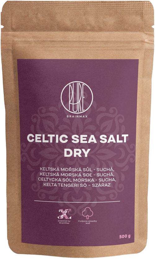 BrainMax Pure Keltská mořská sůl, suchá, 500 g Keltská mořská sůl