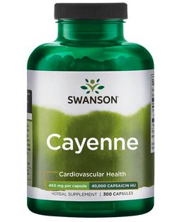 Swanson Cayenne (Kajenský pepř), 450 mg, 300 kapslí